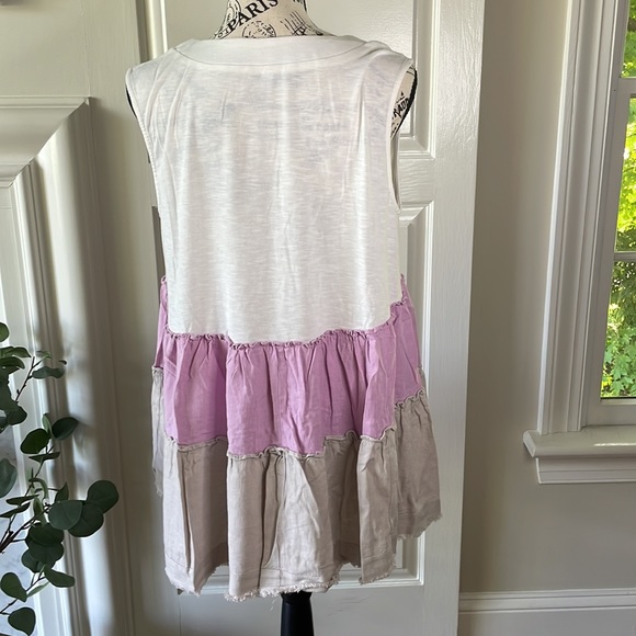 White Birch Full Size Watching the Sunset Color Block Babydoll Top - Picture 3 of 7